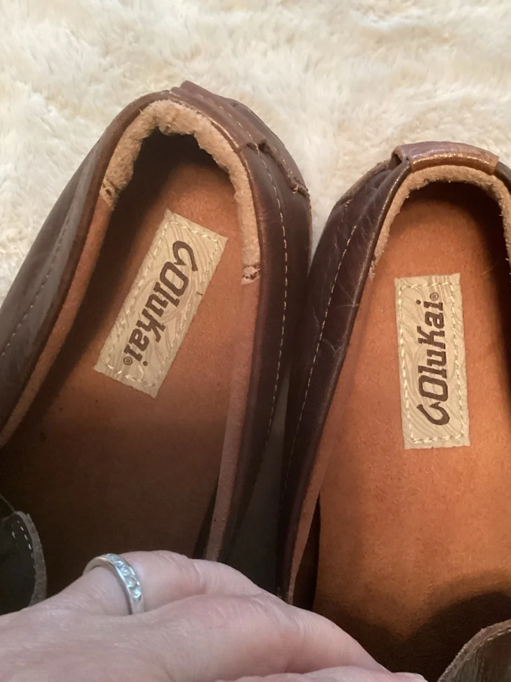 OluKai Lokahi Men's Dark Brown Leather Slip-On Loafers - Size 10